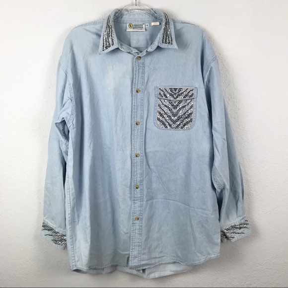 embellished denim shirt